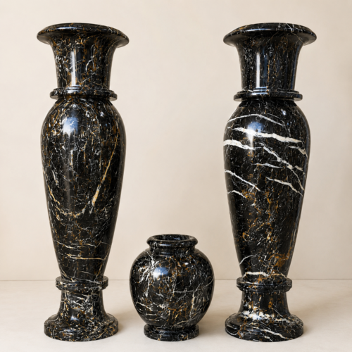 Elegant black marble vases - Karachi Marble & Handicraft
